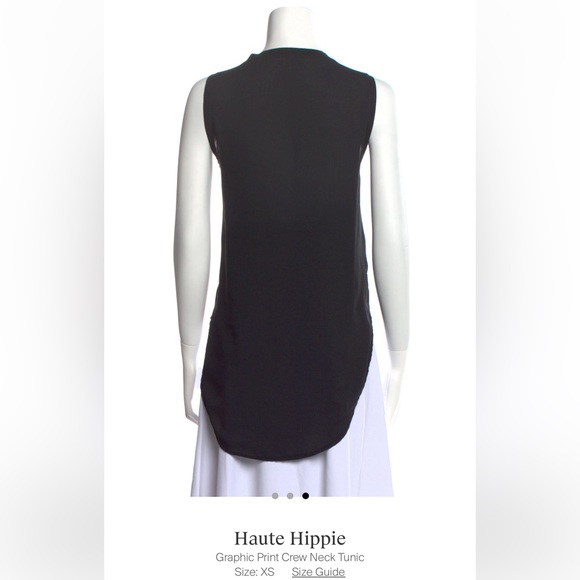 HAUTE HIPPIE Graphic Crewneck Tunic Tank, Black - Size XS - Picture 7 of 10
